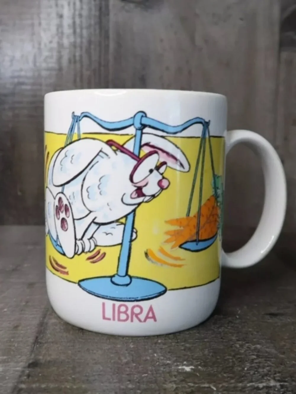 Vintage Libra Coffee Mug Avon Sips & Signs Zodiac Horoscope Bunny Rabbit